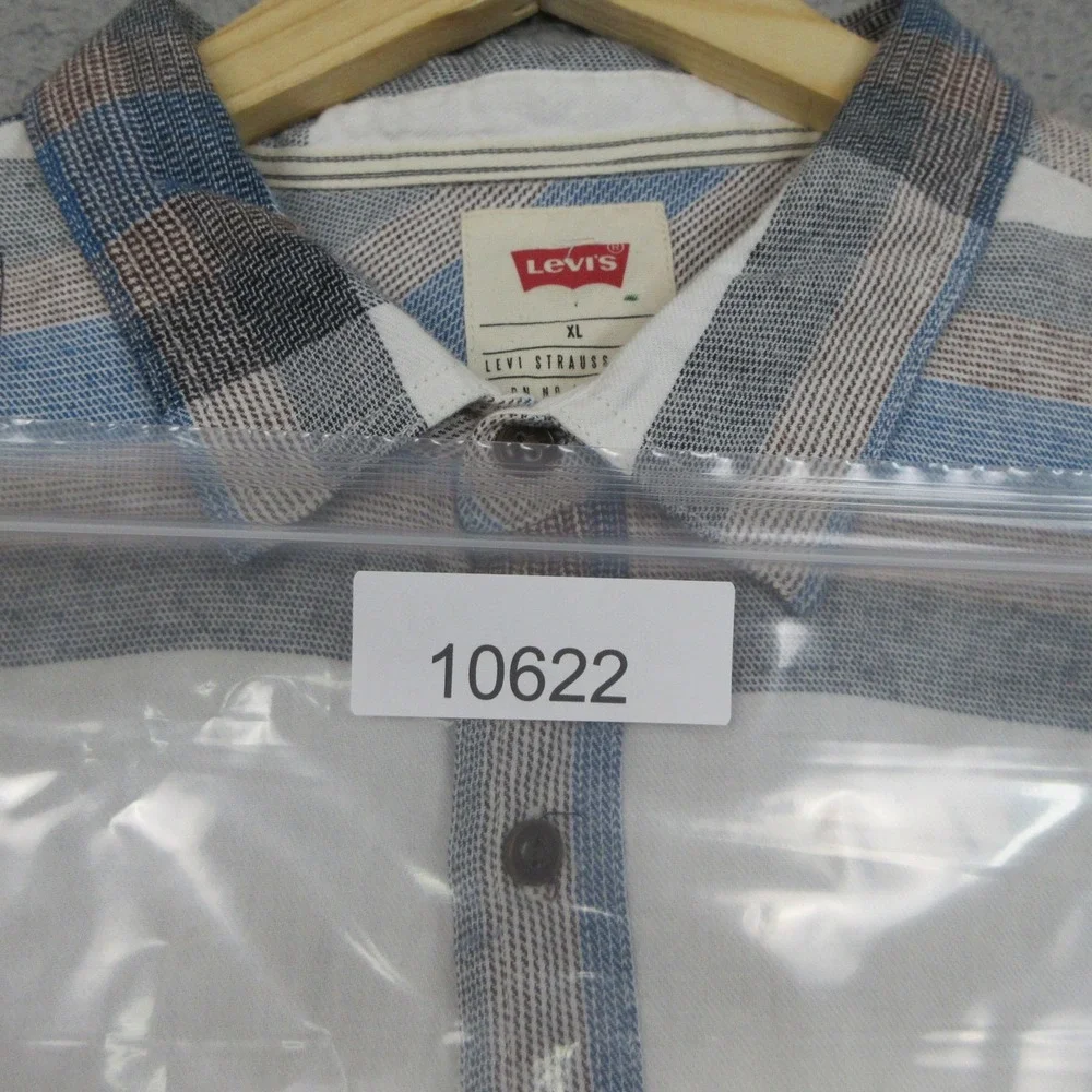 Levis Outdoor Shirt‎ Mens XL White Plaid Button Up Gorpcore Outdoor Workwear